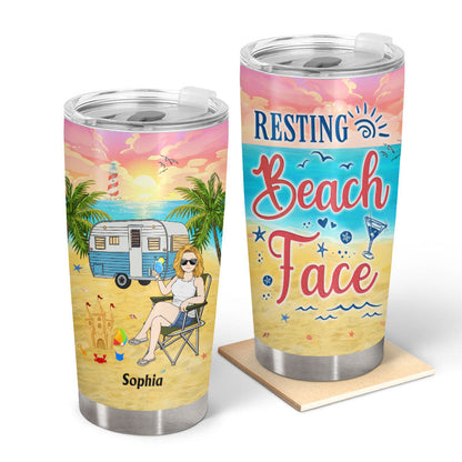 Camping Beach Resting Beach Face - Beach Life - Personalized Custom Tumbler