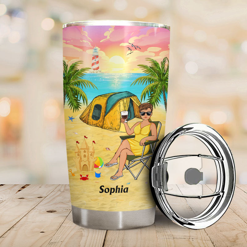 Camping Beach Resting Beach Face - Beach Life - Personalized Custom Tumbler