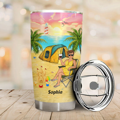 Camping Beach Resting Beach Face - Beach Life - Personalized Custom Tumbler