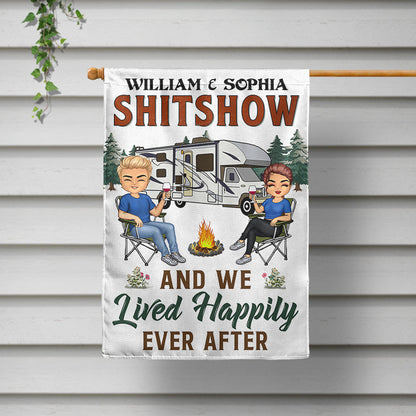 Let's Sit By The Campfire Husband Wife Camping - Couple Gift - Personalized Custom Flag