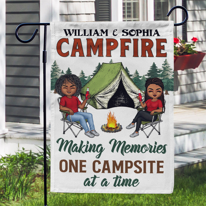 Let's Sit By The Campfire Husband Wife Camping - Couple Gift - Personalized Custom Flag