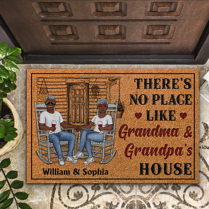 Family Old Couple There's No Place Like Grandma's And Grandpa's House - Couple Gift - Personalized Custom Doormat