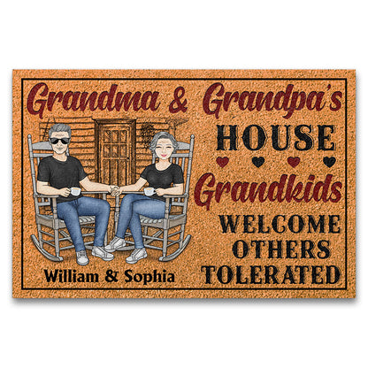 Family Old Couple Grandma & Grandpa's House Grandkids Welcome Others Tolerated - Couple Gift - Personalized Custom Doormat