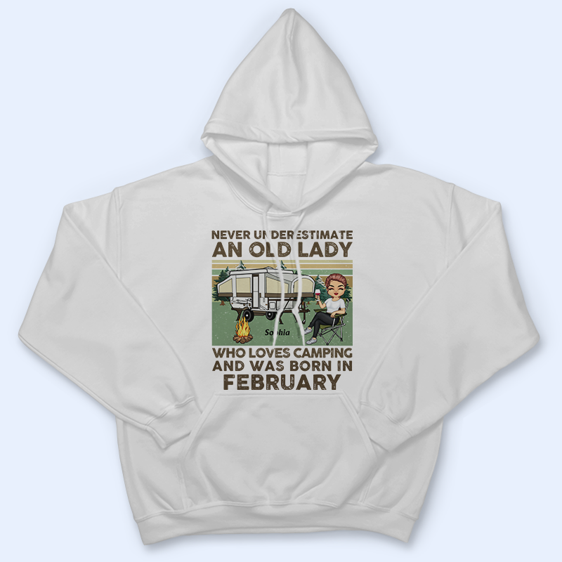 Never Underestimate An Old Lady Who Loves Camping Chibi - Personalized Custom T Shirt