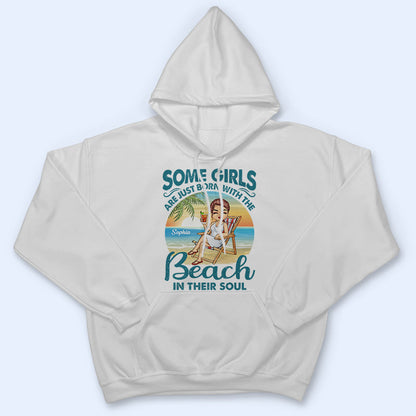 Some Girls Are Just Born With The Beach In Their Souls Chibi Girl - Gift For Women - Personalized Custom T Shirt