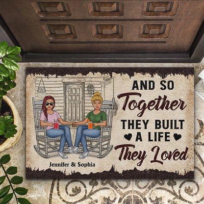 Family Couple And So Together They Built A Life They Loved - Couple Gift - Personalized Custom Doormat