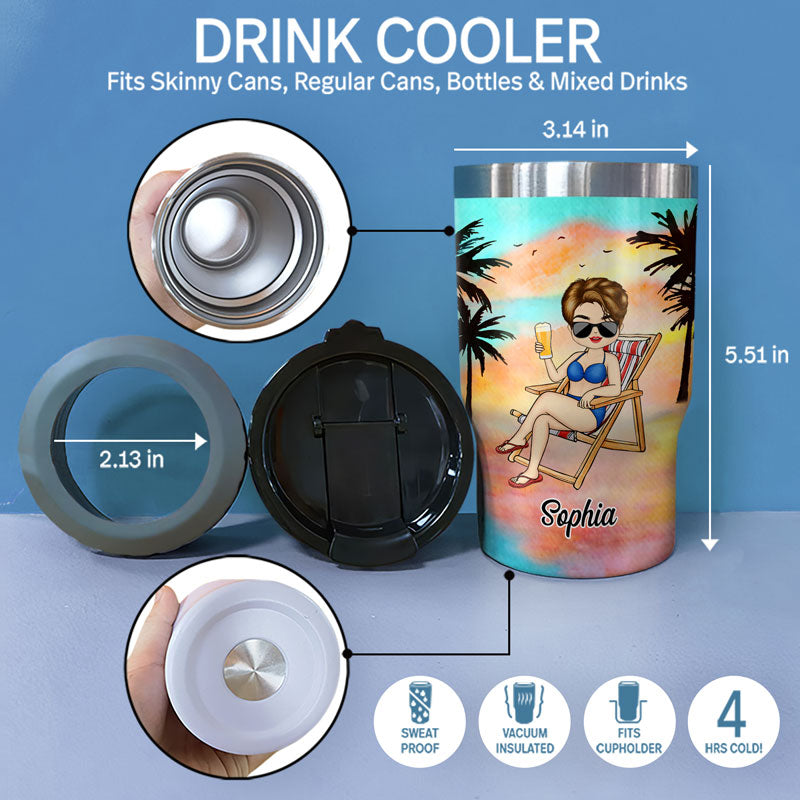 Some Girls Are Just Born With The Beach In Their Souls - Gift For Beach Lovers - Personalized Custom Triple 3 In 1 Can Cooler