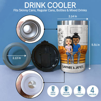 Hubby And Wifey Season Married Couple - Anniversary Gift - Personalized Custom Triple 3 In 1 Can Cooler