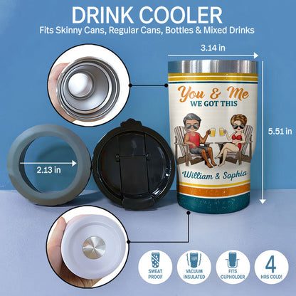 The Day I Met You I Found My Missing Piece Chibi Retro - Gift For Couples - Personalized Custom Triple 3 In 1 Can Cooler