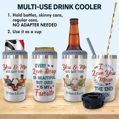 Husband & Wife Drinking Buddies For Life Family - Couple Gift - Personalized Custom Triple 3 In 1 Can Cooler