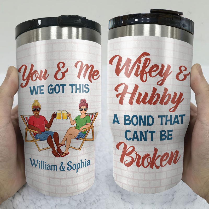 Husband & Wife Drinking Buddies For Life Family - Couple Gift - Personalized Custom Triple 3 In 1 Can Cooler