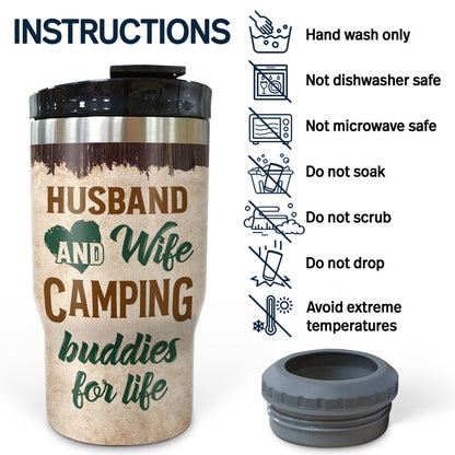 Camping Buddies For Life Husband Wife Family - Couple Gift - Personalized Custom Triple 3 In 1 Can Cooler