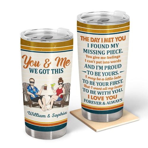The Day I Met You I Found My Missing Piece Family Retro - Gift For Couples - Personalized Custom Tumbler