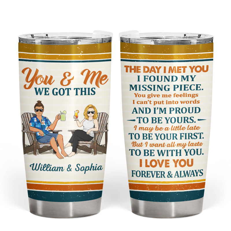 The Day I Met You I Found My Missing Piece Family Retro - Gift For Couples - Personalized Custom Tumbler
