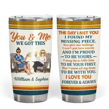 The Day I Met You I Found My Missing Piece Family Retro - Gift For Couples - Personalized Custom Tumbler