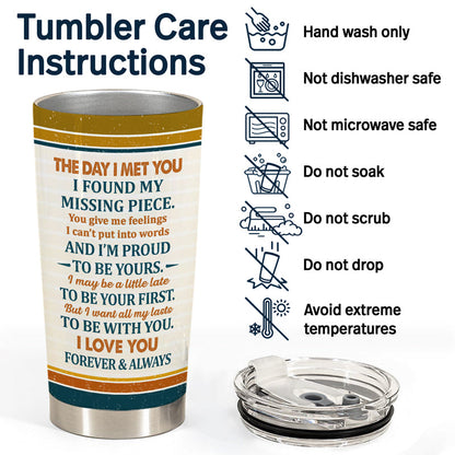 The Day I Met You I Found My Missing Piece Family Retro - Gift For Couples - Personalized Custom Tumbler