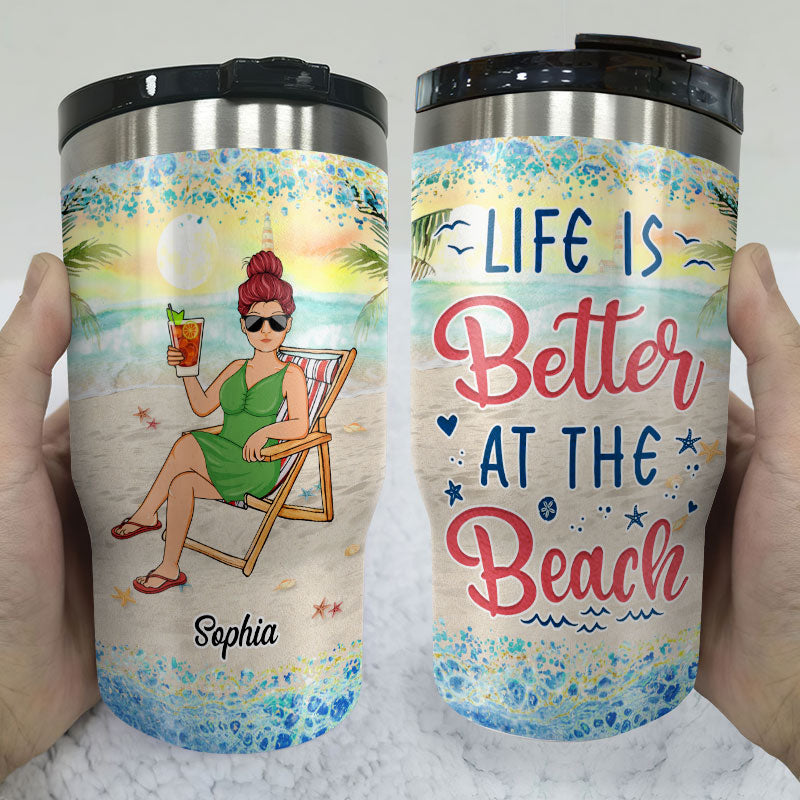 Sassy Since Birth Salty By Choice - Gift For Beach Lovers - Personalized Custom Triple 3 In 1 Can Cooler