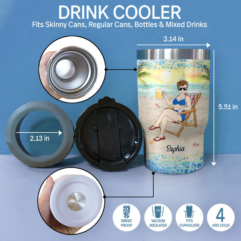 Sassy Since Birth Salty By Choice - Gift For Beach Lovers - Personalized Custom Triple 3 In 1 Can Cooler