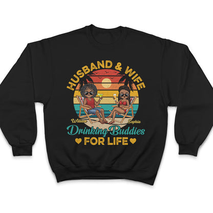 Husband And Wife Drinking Buddies For Life Beach Traveling Couple - Personalized Custom T Shirt