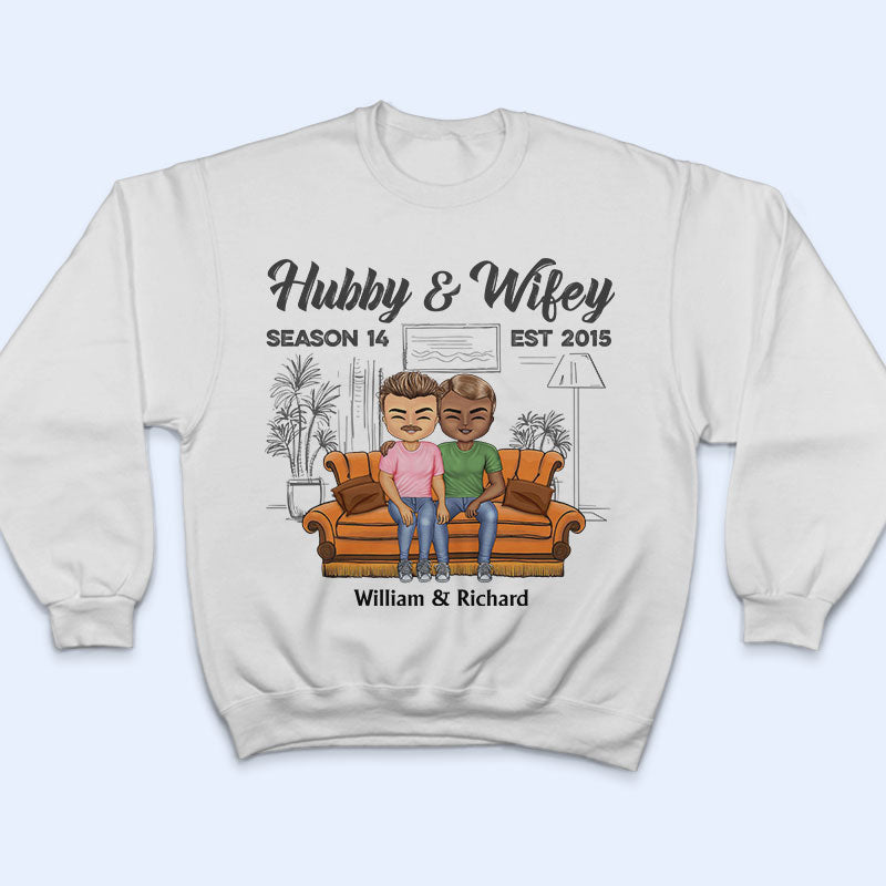 Hubby And Wifey Season Married Pride Couple - Anniversary Gift - Personalized Custom T Shirt