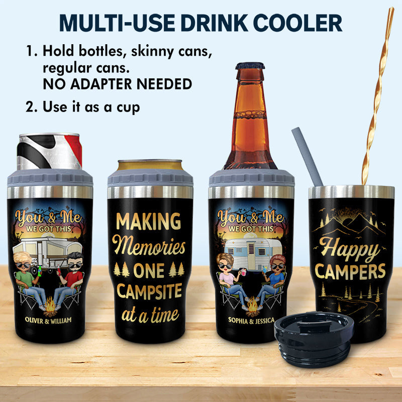 You & Me We Got This Husband And Wife Camping Partners For Life - Gift For Couples - Personalized Custom Triple 3 In 1 Can Cooler