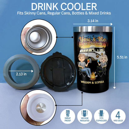 I Wish I Could Turn Back The Clock Husband Wife - Gift For Camping Couples - Personalized Custom Triple 3 In 1 Can Cooler