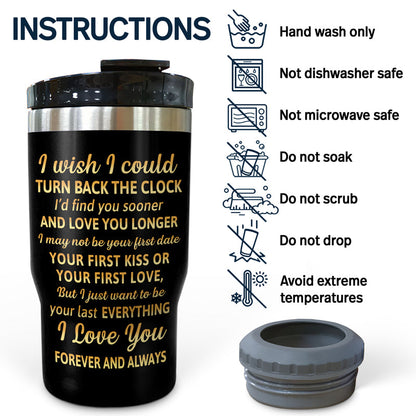 I Wish I Could Turn Back The Clock Husband Wife - Gift For Camping Couples - Personalized Custom Triple 3 In 1 Can Cooler