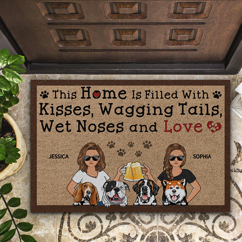 This Home Is Filled With Kisses Wagging Tails And Love Couple Husband Wife - Gift For Dog Lovers - Personalized Custom Doormat