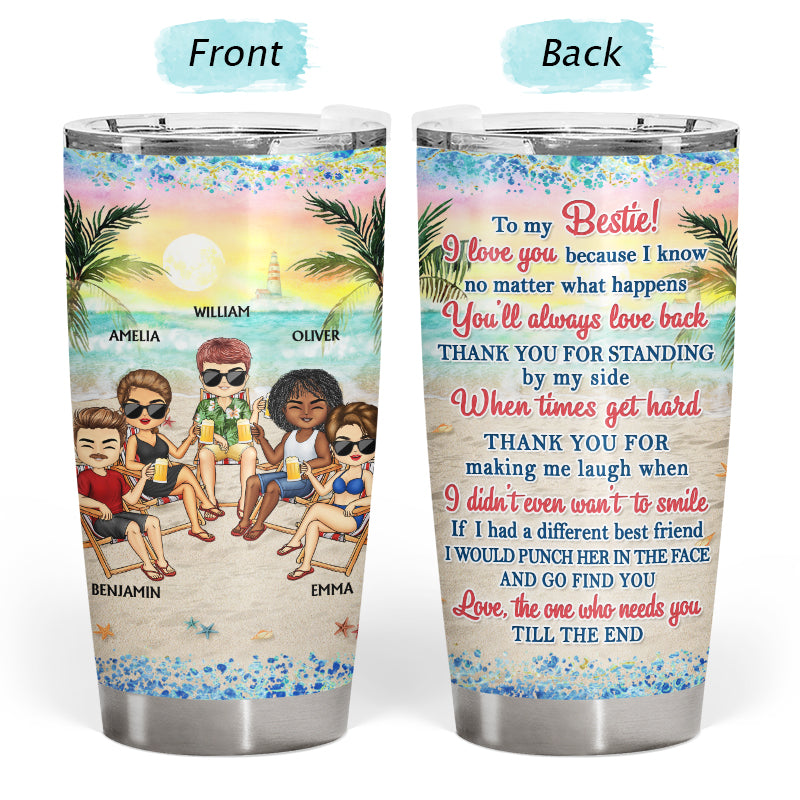 Thank You For Standing By My Side Beach Traveling Best Friends - Bestie BFF Gift - Personalized Custom Tumbler