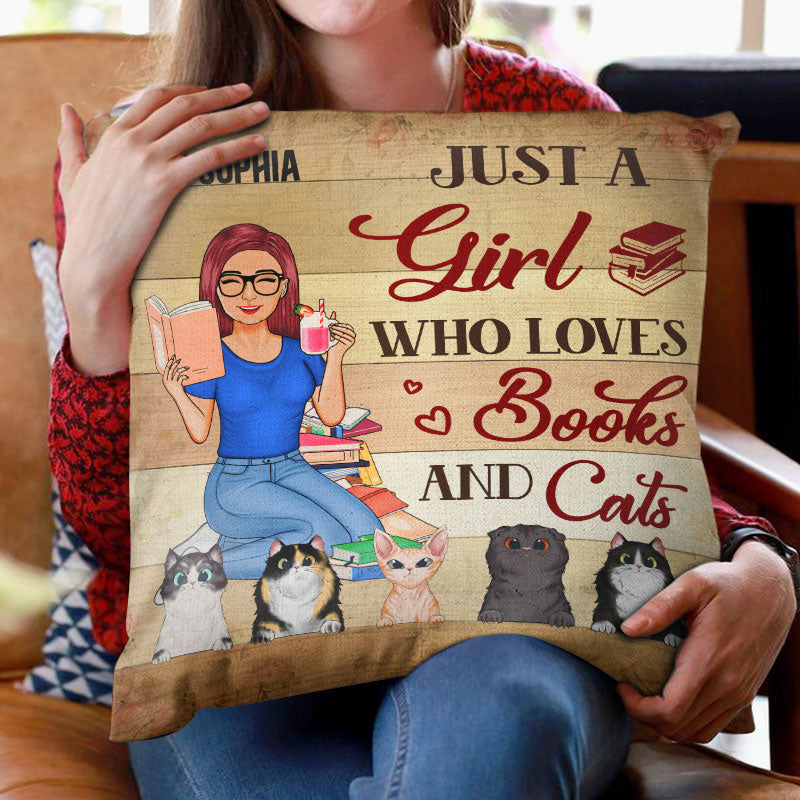 Once Upon A Time There Was A Girl Who Really Loved Books And Cats Reading - Gift For Women - Personalized Custom Pillow