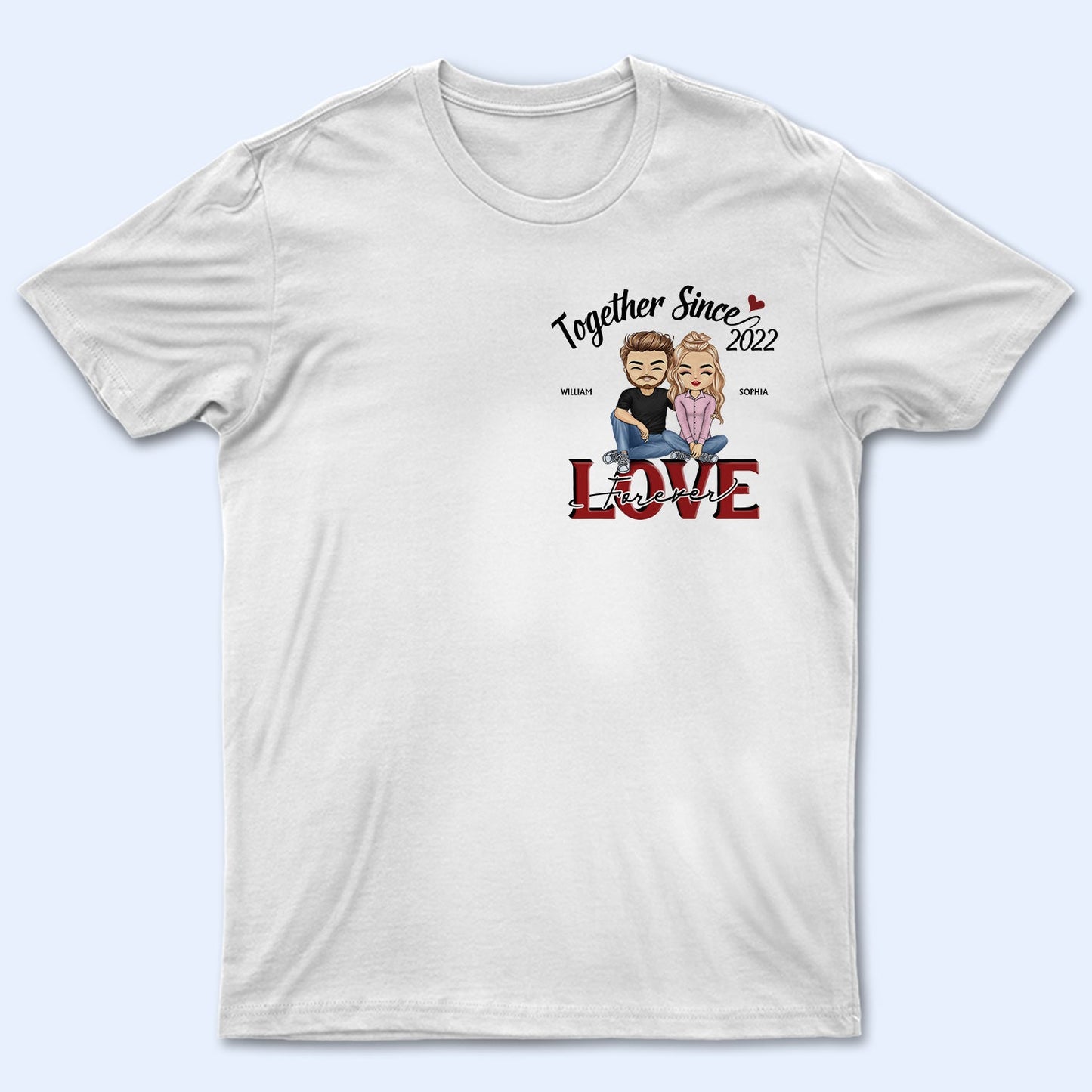 Together Since Heart Husband Wife - Couple Gift - Personalized Custom T Shirt