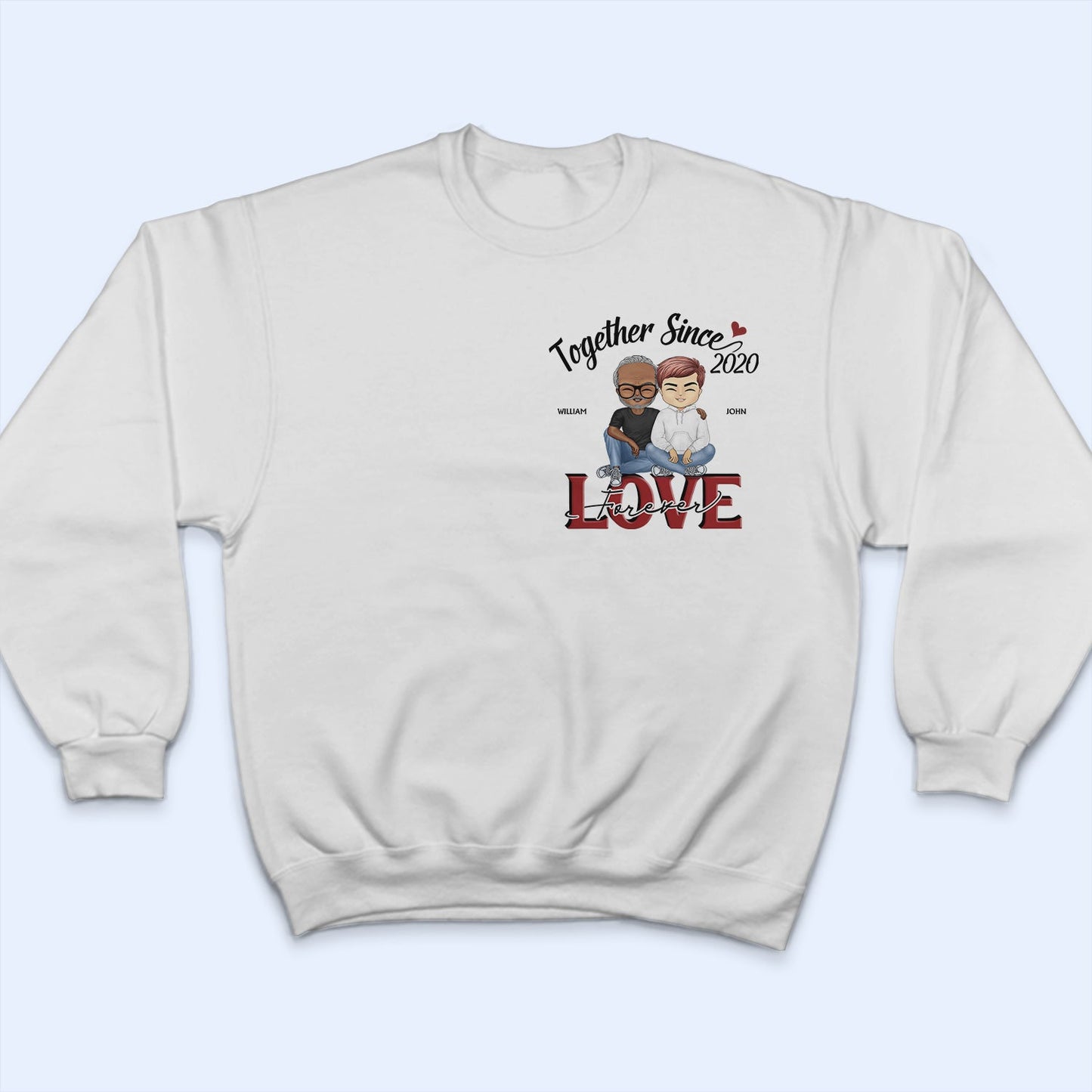 Together Since Heart Husband Wife - Couple Gift - Personalized Custom T Shirt