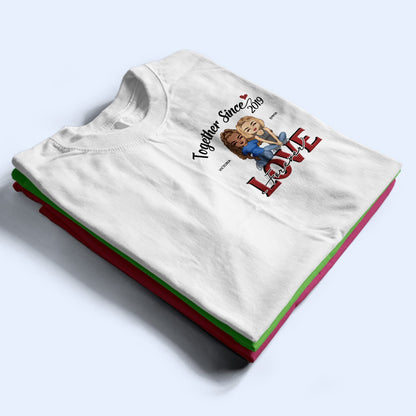 Together Since Heart Husband Wife - Couple Gift - Personalized Custom T Shirt