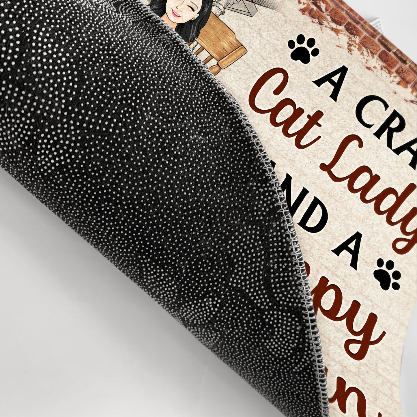 Family Couple A Lovely Lady And Her Grumpy Old Man Live Here With Their Crazy Cats - Gift For Cat Lovers - Personalized Custom Doormat