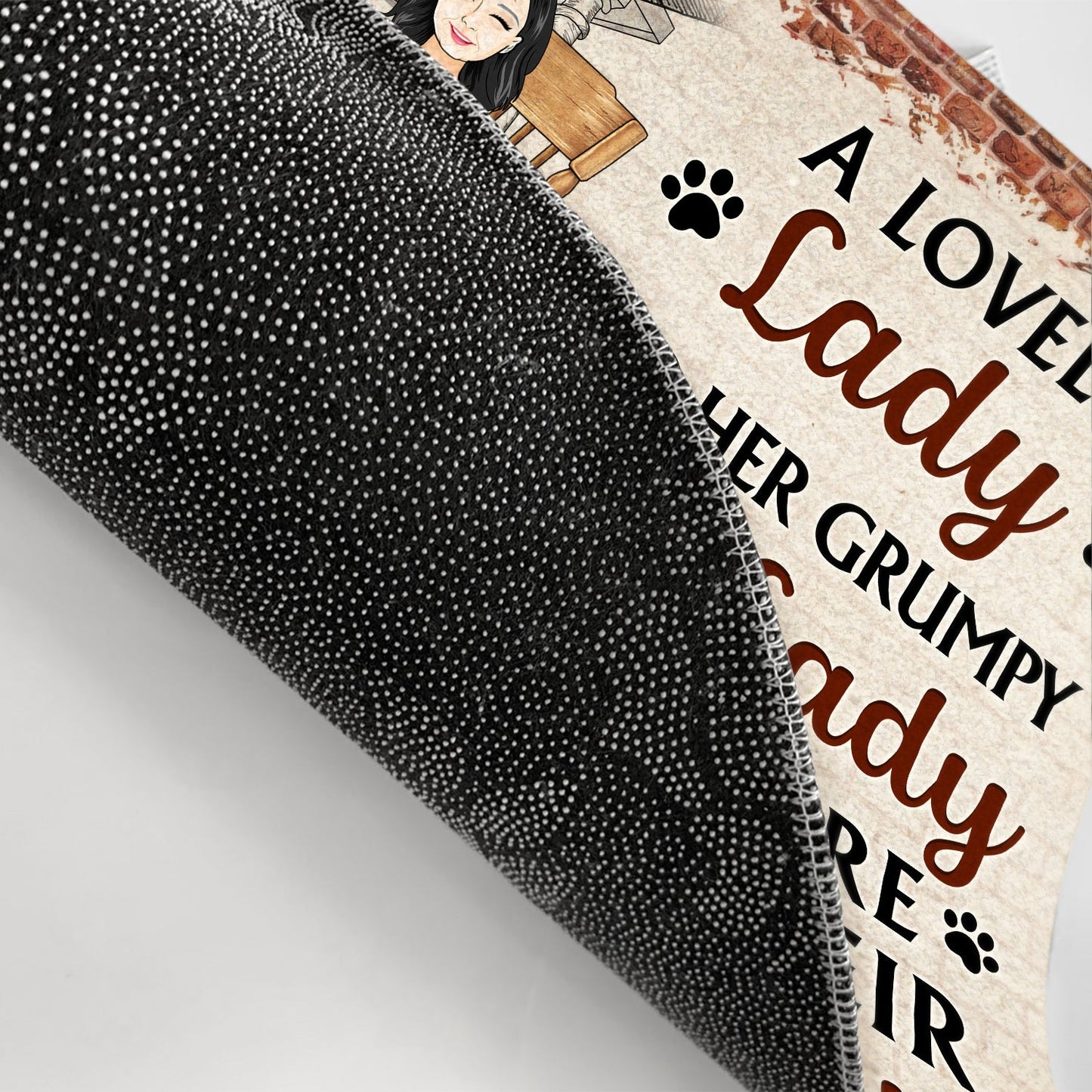 Family Couple A Lovely Lady And Her Grumpy Old Man Live Here With Their Crazy Pets - Gift For Dog Lovers And Cat Lovers - Personalized Custom Doormat