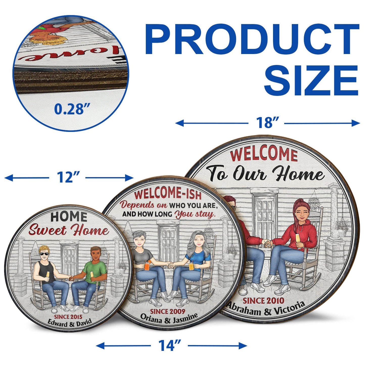 Family Couple Welcome To Our Home - Couple Gift - Personalized Custom Wood Circle Sign