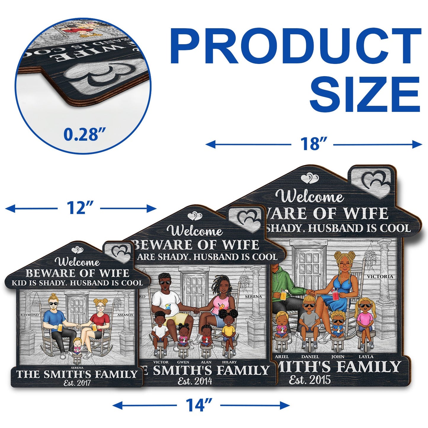 Family Couple Welcome Beware Of Wife Kids Are Shady Husband Is Cool - Gift For Family - Personalized Custom Shaped Wood Sign