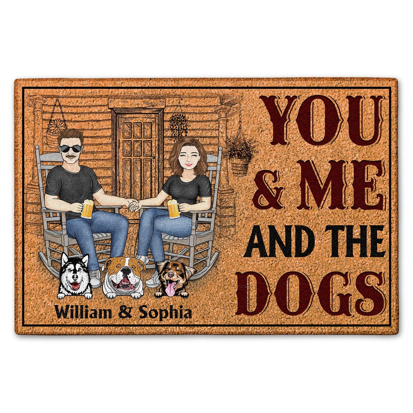 You & Me And The Dogs - Outdoor, Home Decor Gift For Family, Couple, Pet Lovers - Personalized Custom Doormat