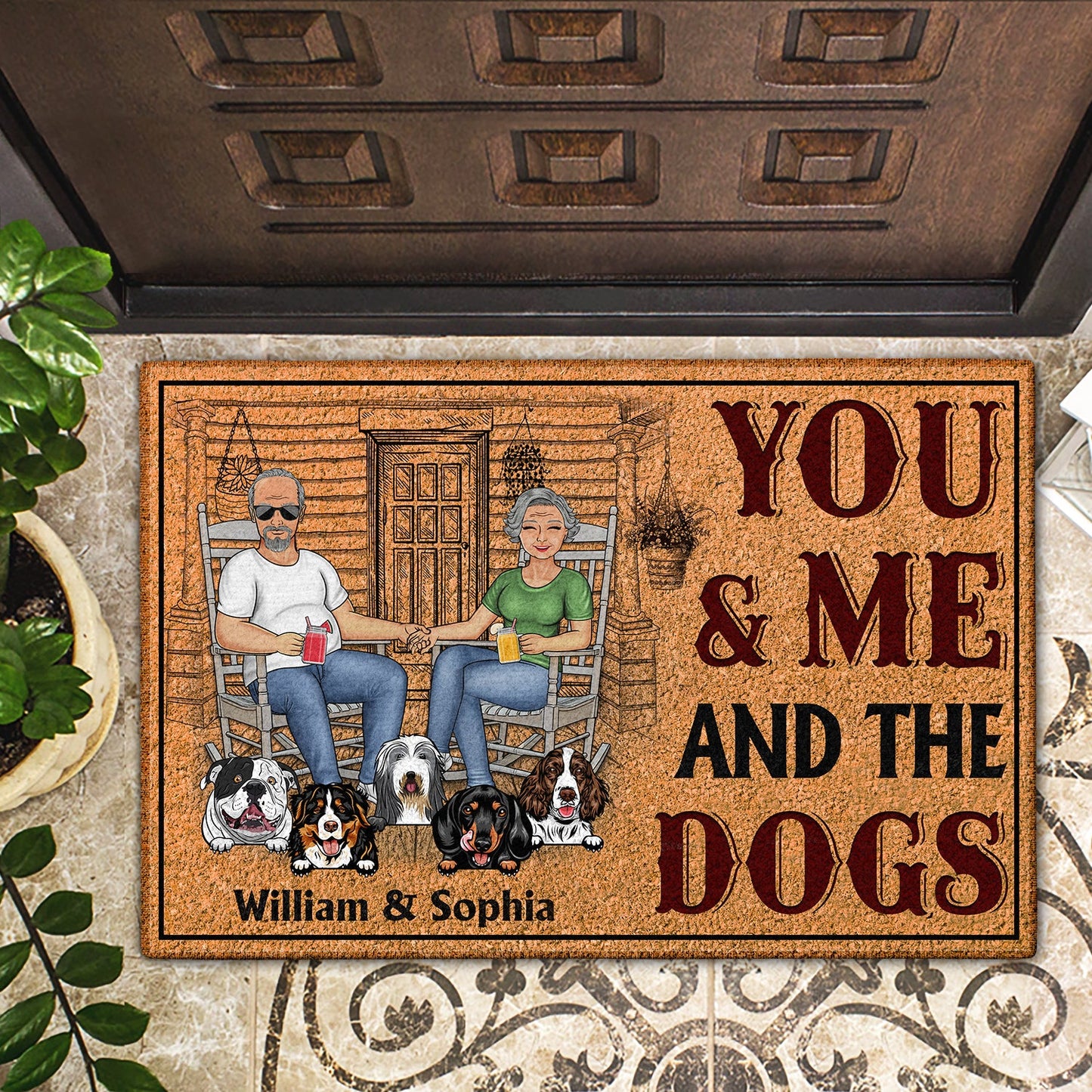 You & Me And The Dogs - Outdoor, Home Decor Gift For Family, Couple, Pet Lovers - Personalized Custom Doormat