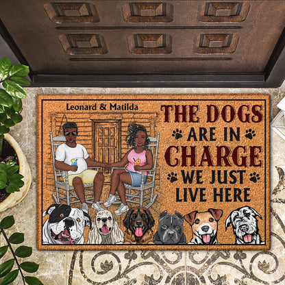 The Dogs Are In Charge - Outdoor, Home Decor Gift For Family, Couple, Pet Lovers - Personalized Custom Doormat