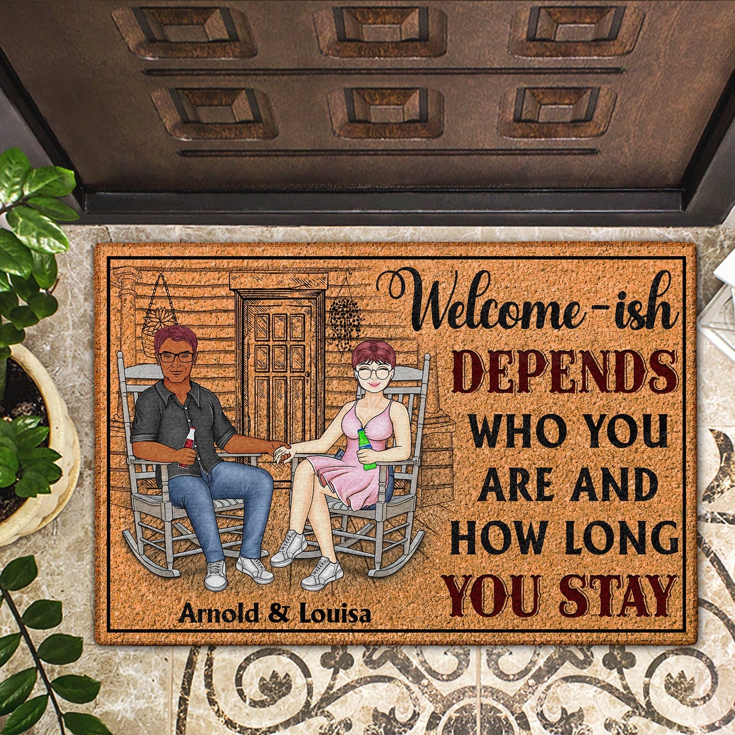 Welcome-ish Depends On Who You Are - Outdoor, Home Decor Gift For Family, Couple, Husband, Wife - Personalized Custom Doormat
