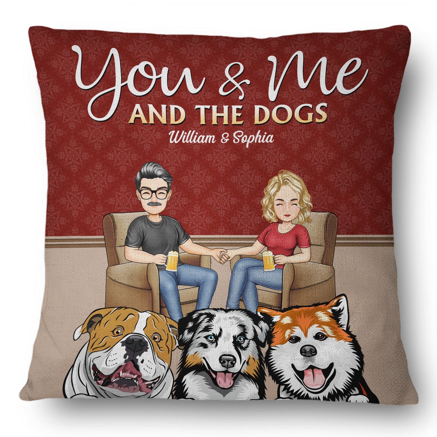 You & Me And The Dogs Cats Fur Babies - Outdoor, Home Decor Gift For Family, Couple, Pet Lovers - Personalized Custom Pillow