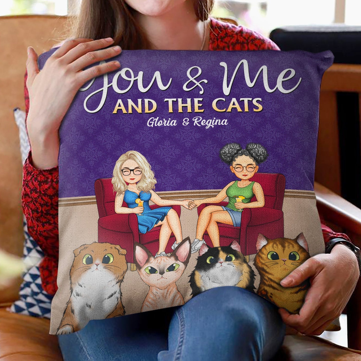 You & Me And The Dogs Cats Fur Babies - Outdoor, Home Decor Gift For Family, Couple, Pet Lovers - Personalized Custom Pillow