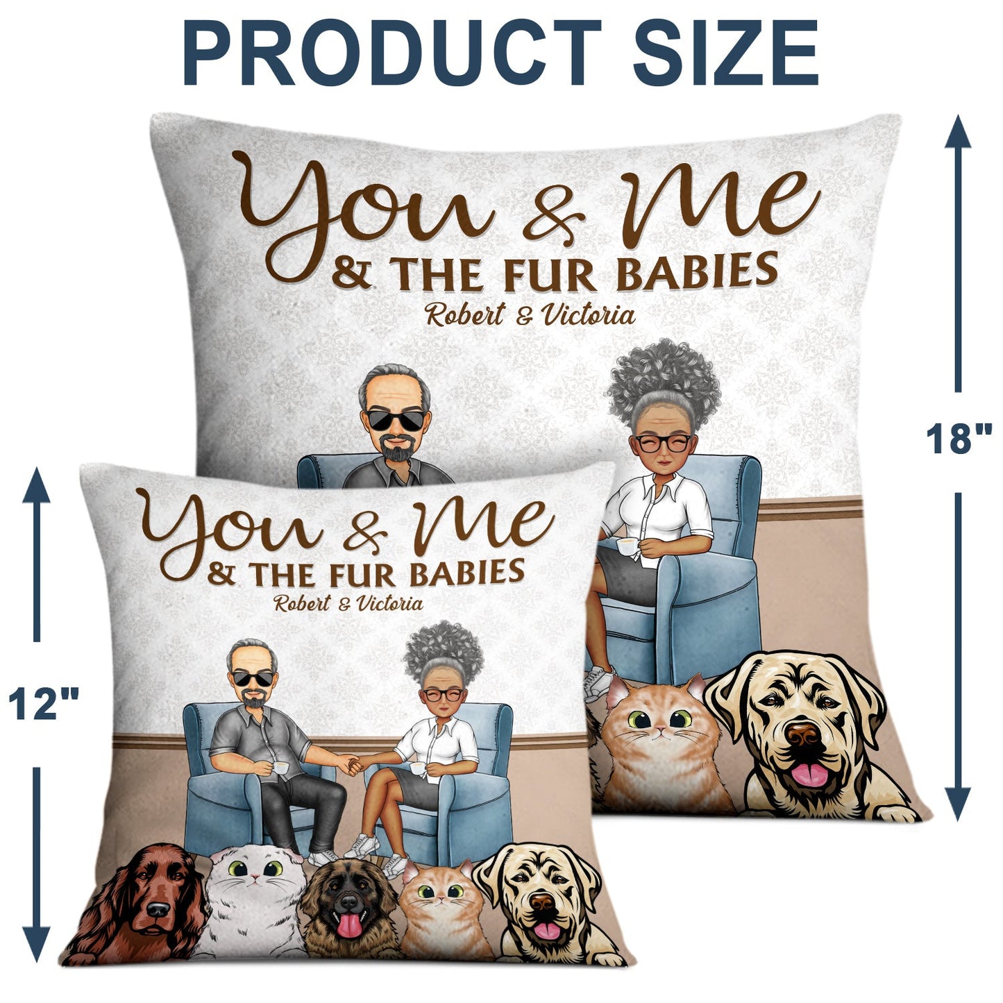 You & Me And The Dogs Cats Fur Babies - Outdoor, Home Decor Gift For Family, Couple, Pet Lovers - Personalized Custom Pillow