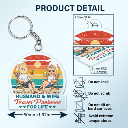 Husband And Wife Travel Partners For Life Beach Traveling Couple - Personalized Custom Acrylic Keychain