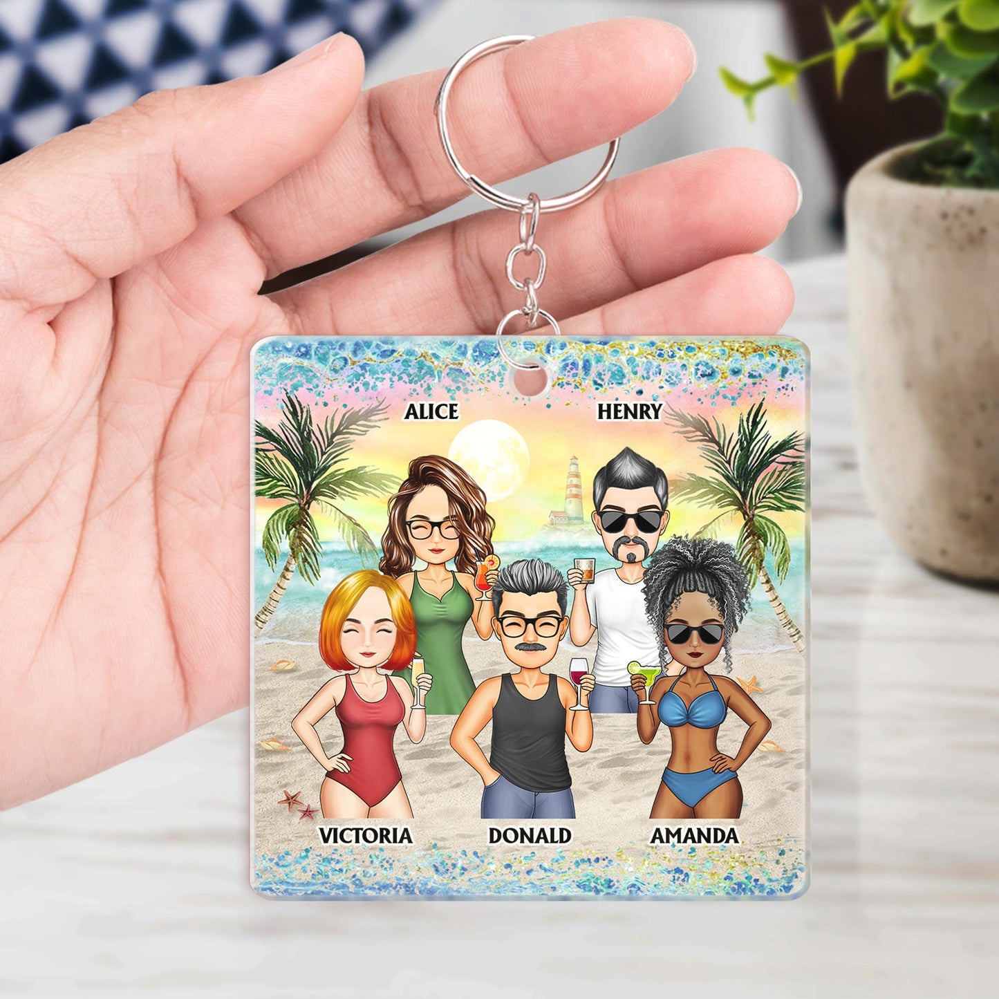 I Love You To The Beach And Back Best Friends - Bestie BFF Gift - Personalized Custom Rectangle Acrylic Keychain