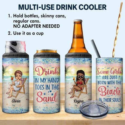 Just A Girl Who Loves Beaches Traveling - Vacation, Birthday Gift For Her, Beach Lovers - Personalized Custom 4 In 1 Can Cooler Tumbler