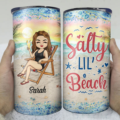 Just A Girl Who Loves Beaches Traveling - Vacation, Birthday Gift For Her, Beach Lovers - Personalized Custom 4 In 1 Can Cooler Tumbler