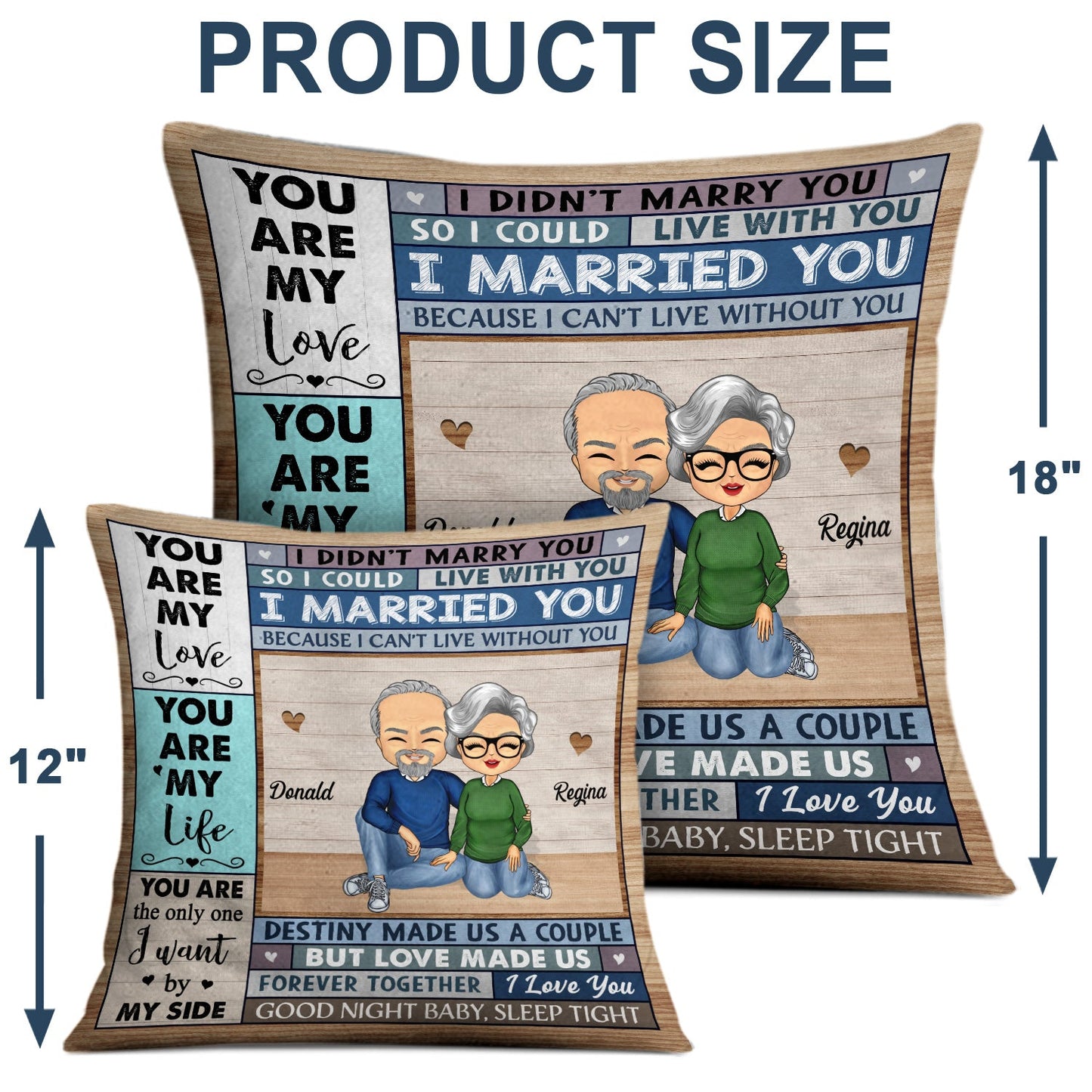 You Are My Love I Married You Because I Can't Live Without You Side View Husband Wife - Gift For Couples - Personalized Custom Pillow