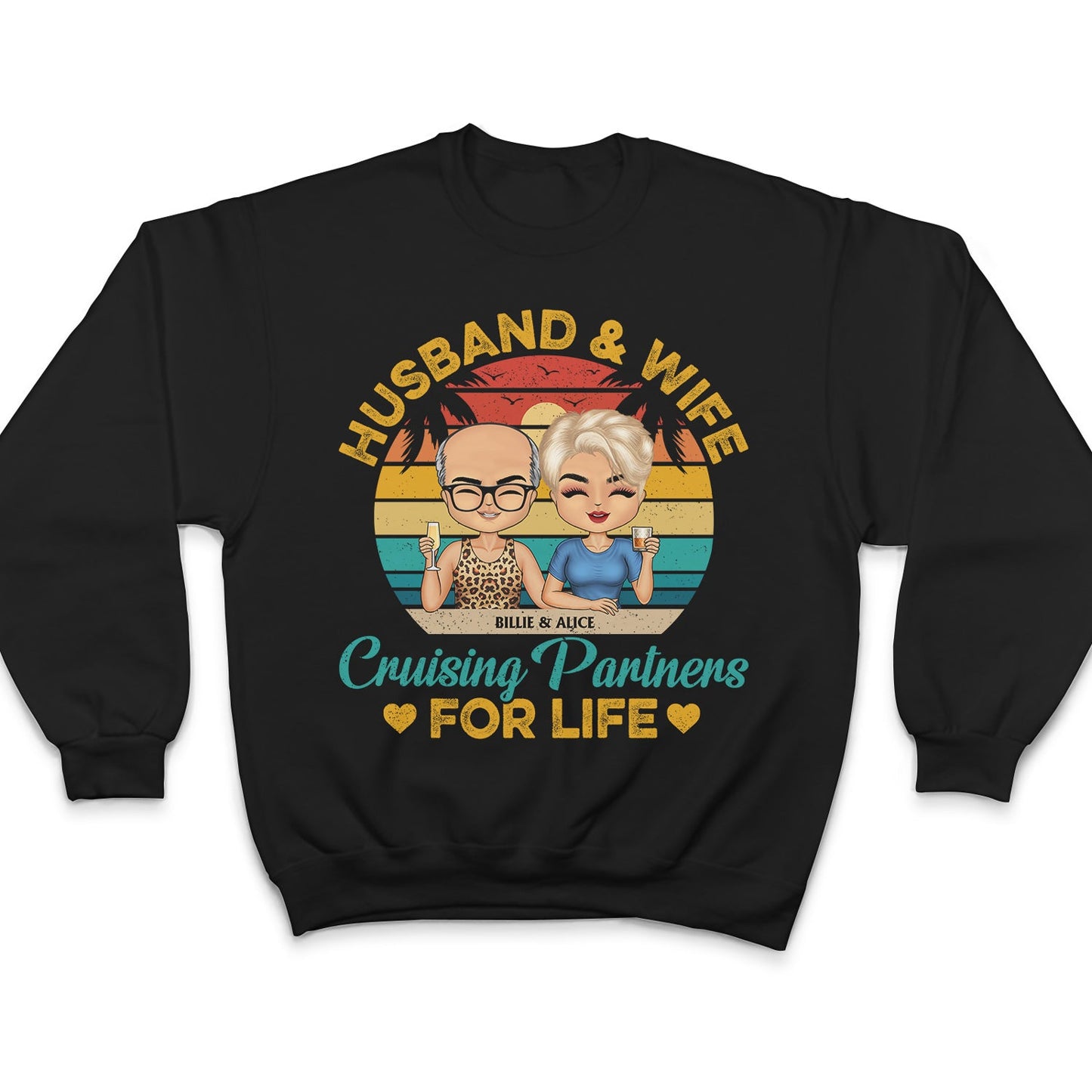 Husband And Wife Cruising Partners For Life Beach - Anniversary, Vacation, Funny Gift For Couples, Family - Personalized Custom T Shirt